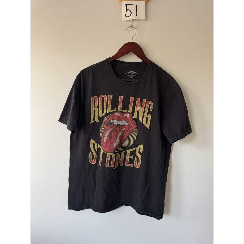 Rolling Stones Tongue Logo Graphic T-Shirt Mens Black Size L